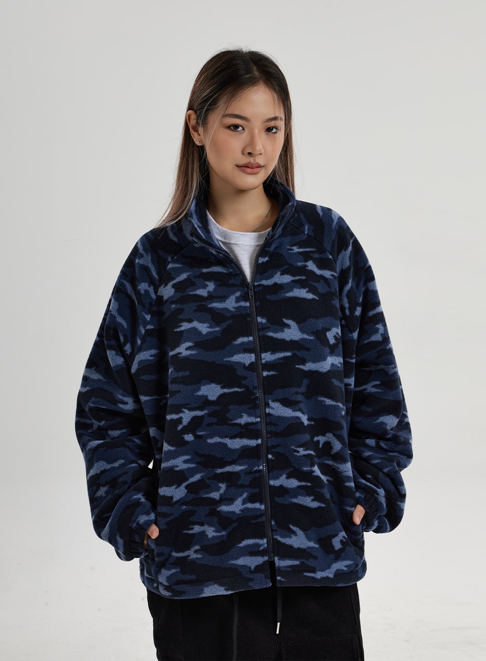 Oversize Military Pattern Soft Zipper Jacket CN17