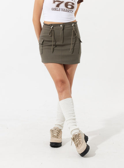 Drawstring Cargo Mini Skirt IM306