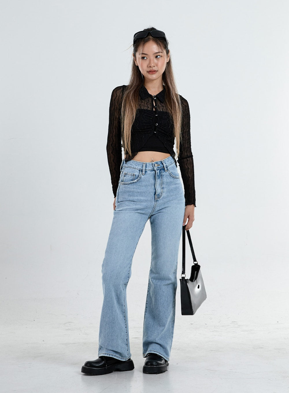 High Waist Flared Denim Pants CO04