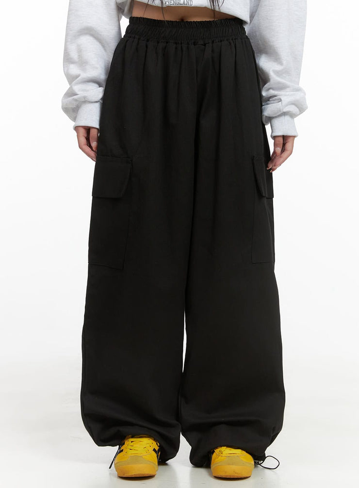 wide-fit-cargo-cotton-pants-cs403 / Black