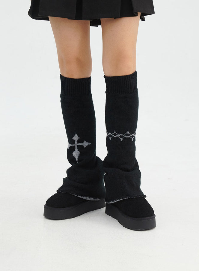 graphic-reversible-leg-warmers-in316 / Black