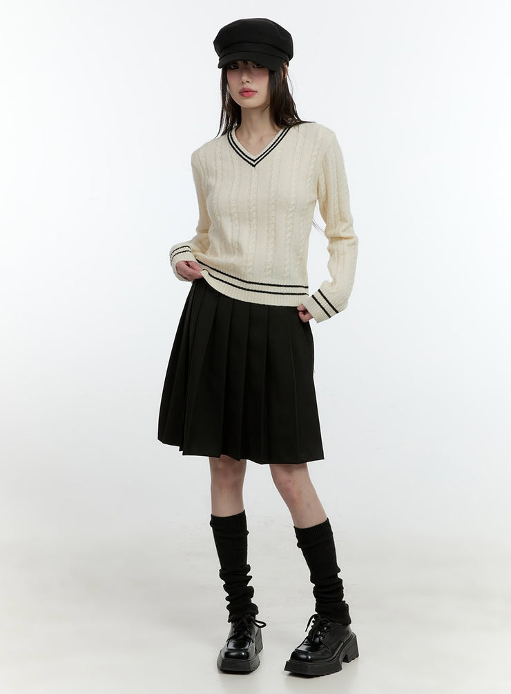 classic-pleated-midi-skirt-cf506 / Black