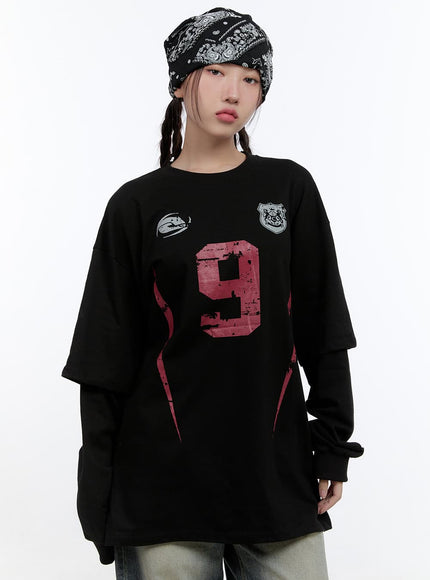 artistic-print-long-sleeve-tee-cs410 / Black