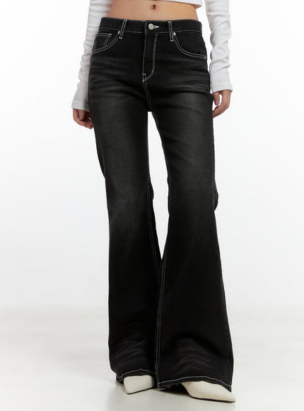 hera-stitched-flare-jeans-cn412 / Black