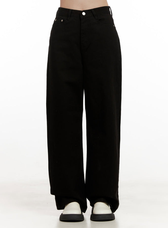 classic-wide-fit-cotton-pants-on422 / Black