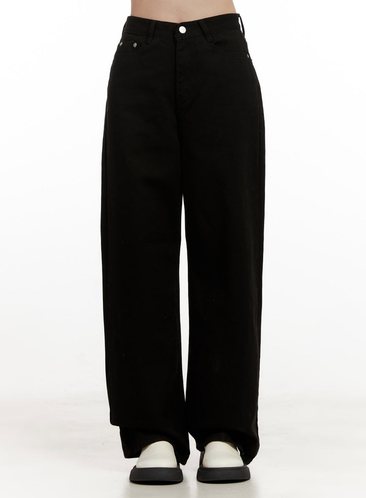 classic-wide-fit-cotton-pants-on422 / Black