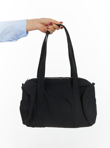 nylon-pocket-shoulder-bag-is427 / Black