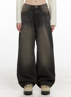 celina-washed-baggy-wide-leg-jeans-cd426 / Black