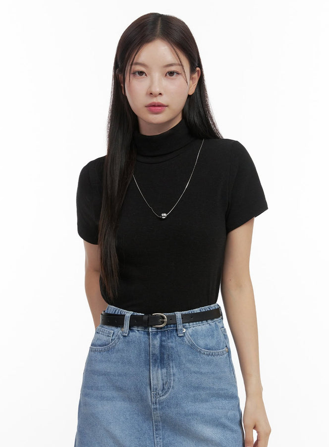 classic-turtle-neck-knit-top-oo416 / Black