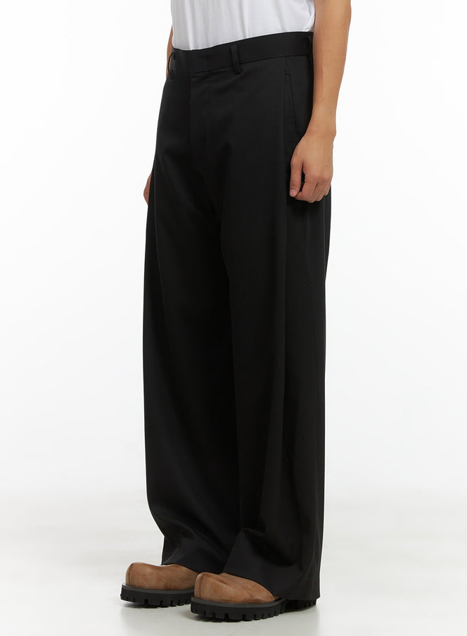 mens-sophisticated-wide-leg-trousers-co408 / Black