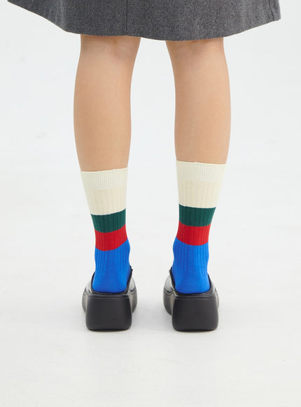 striped-midi-socks-in316 / Blue