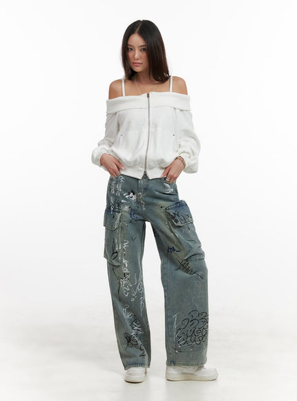 cargo-painted-jeans-ca430 / Blue