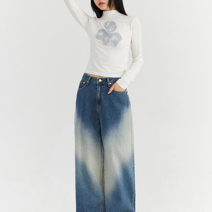 washed-blue-wide-jeans-cn307 / Blue