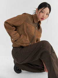 zip-up-bomber-jacket-cs321 / Brown