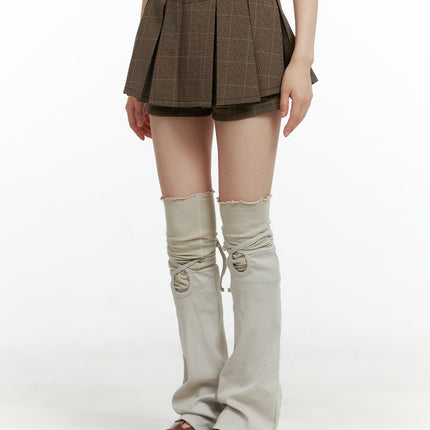 pleated-mini-skort-cl402 / Brown