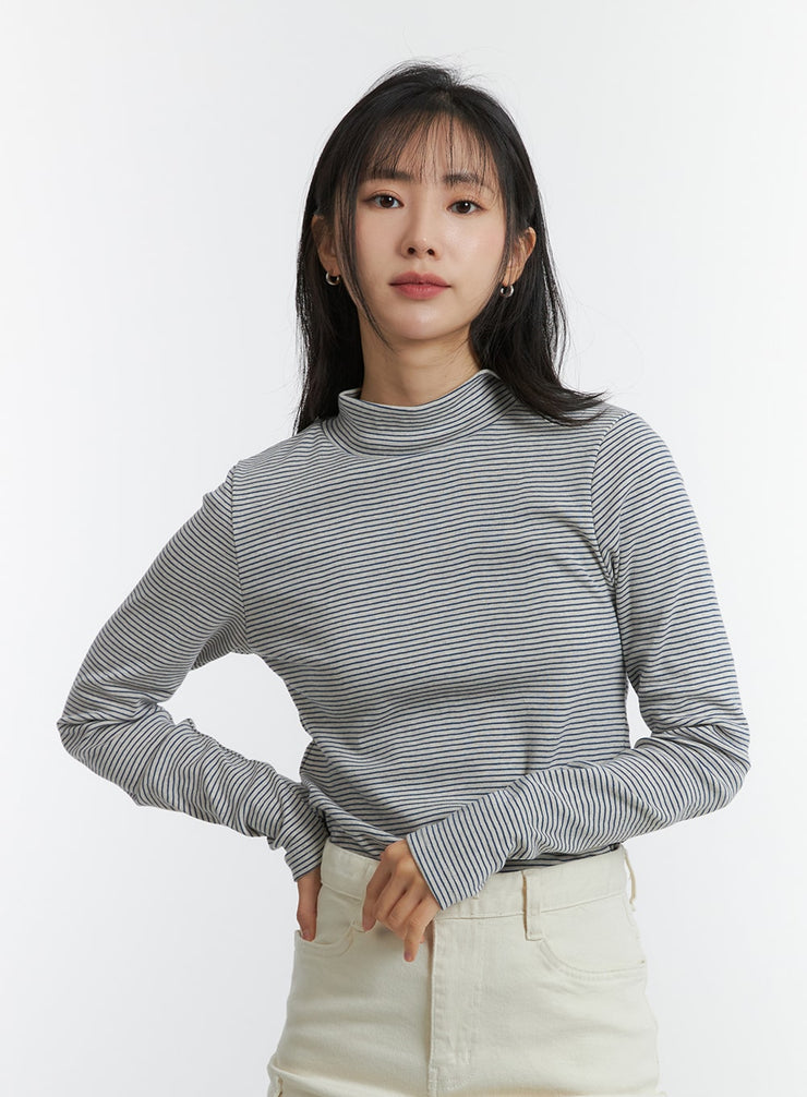 turtleneck-thin-striped-long-sleeve-od308 / Dark blue