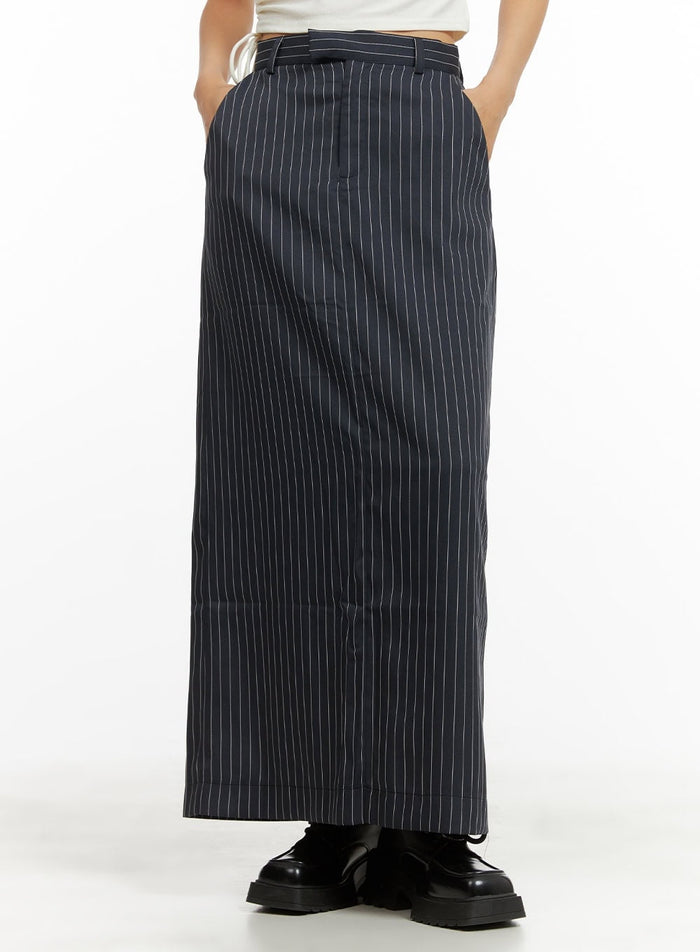 stripe-maxi-skirt-cy423 / Dark blue