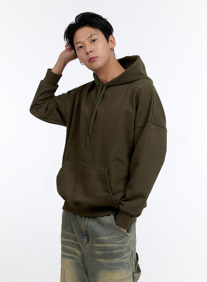 mens-loose-fit-hoodie-io428 / Dark green