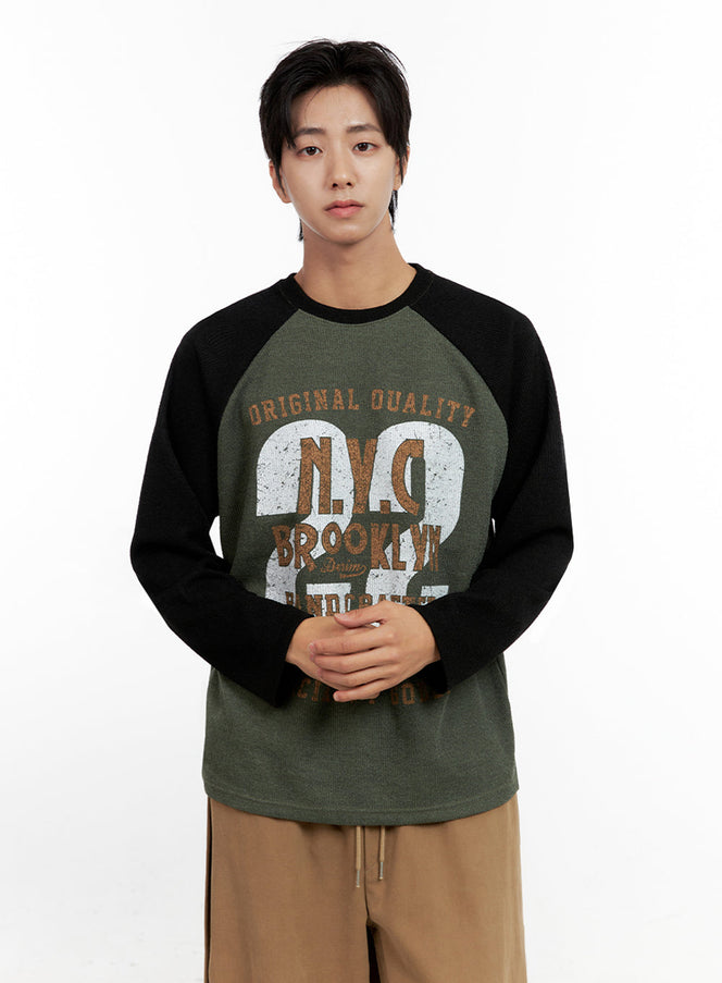 mens-graphic-raglan-shirt-in411 / Dark green