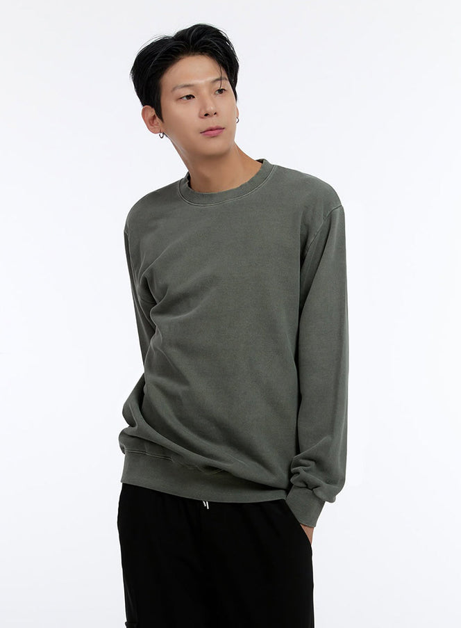 mens-relaxed-fit-long-sleeve-sweatshirt-io428 / Dark green