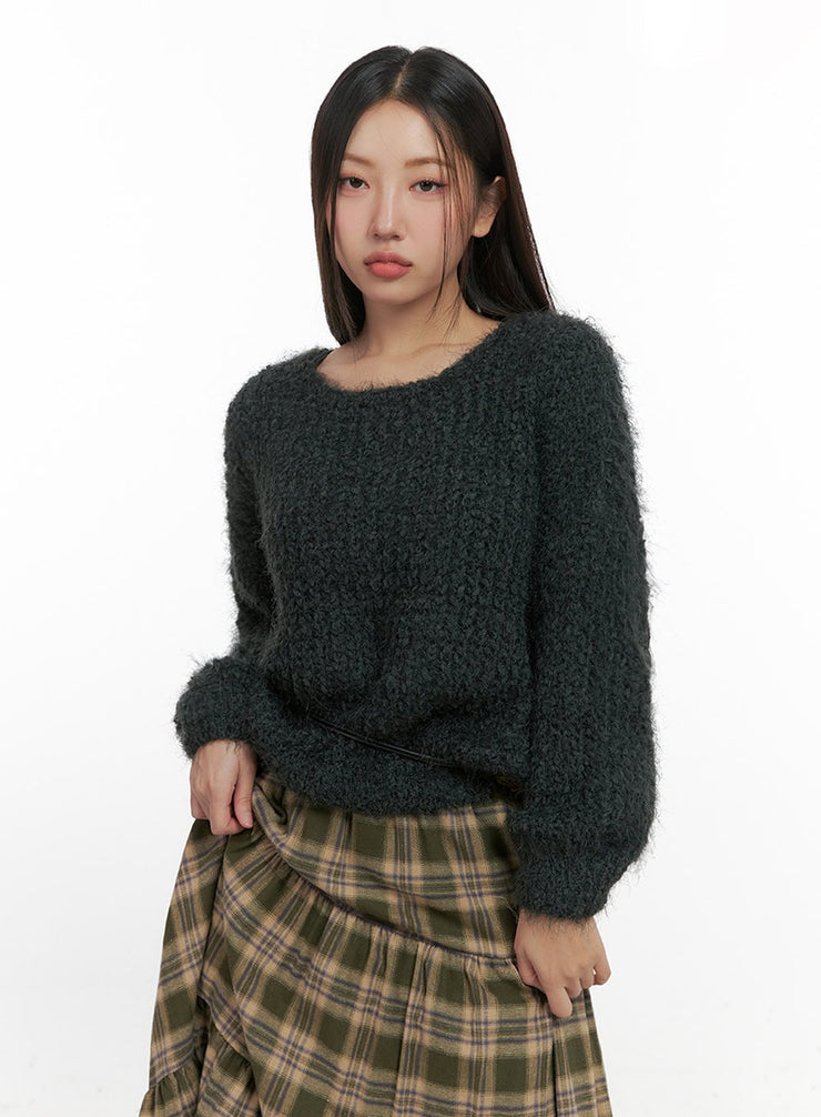 classic-solid-long-sleeve-sweater-in415 / Dark green