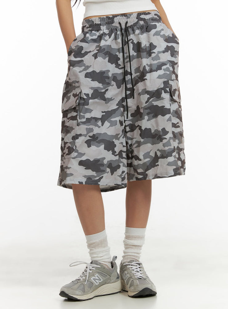 midi-camo-cargo-string-pants-cu414 / Gray