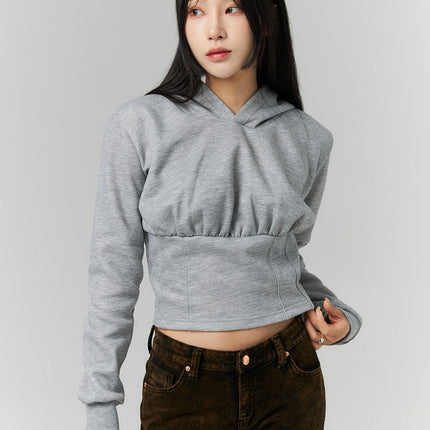 wide-band-shirring-hooded-top-cn320 / Gray