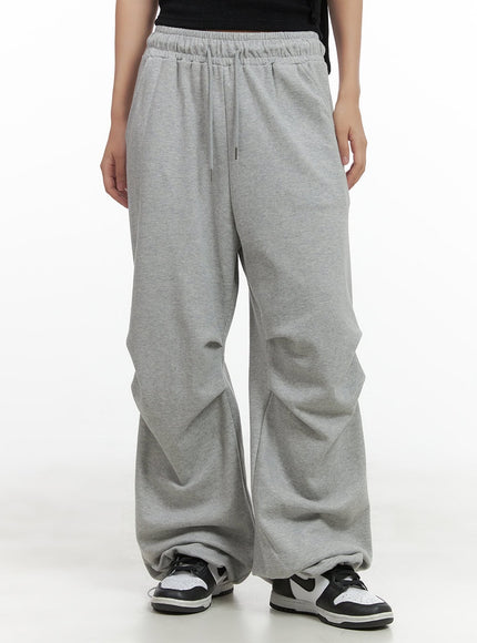 pintuck-string-wide-sweatpants-co404 / Gray