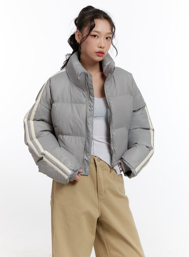 striped-puffer-jacket-cn421 / Gray