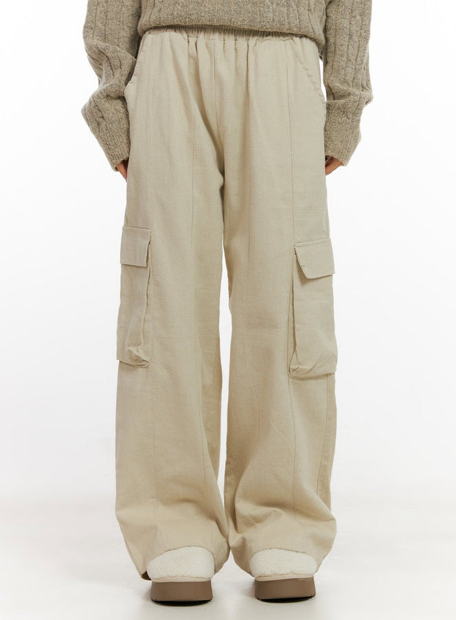 cargo-wide-leg-trousers-cn416 / Light beige