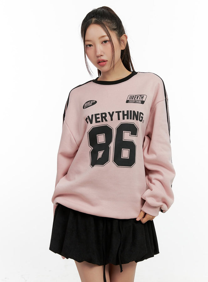 comfy-loose-fit-crew-neck-hoodie-cn412 / Pink