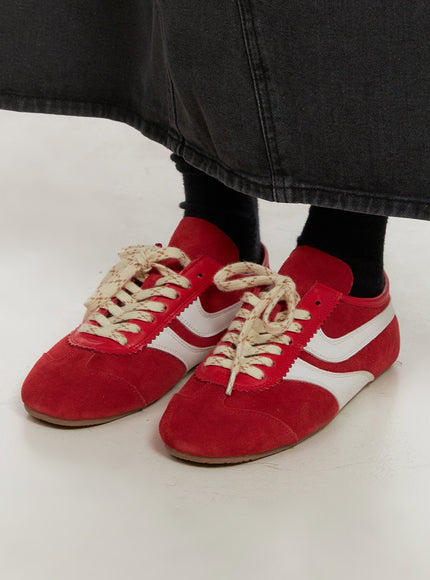 cow-suede-leather-sneakers-cd425 / Red