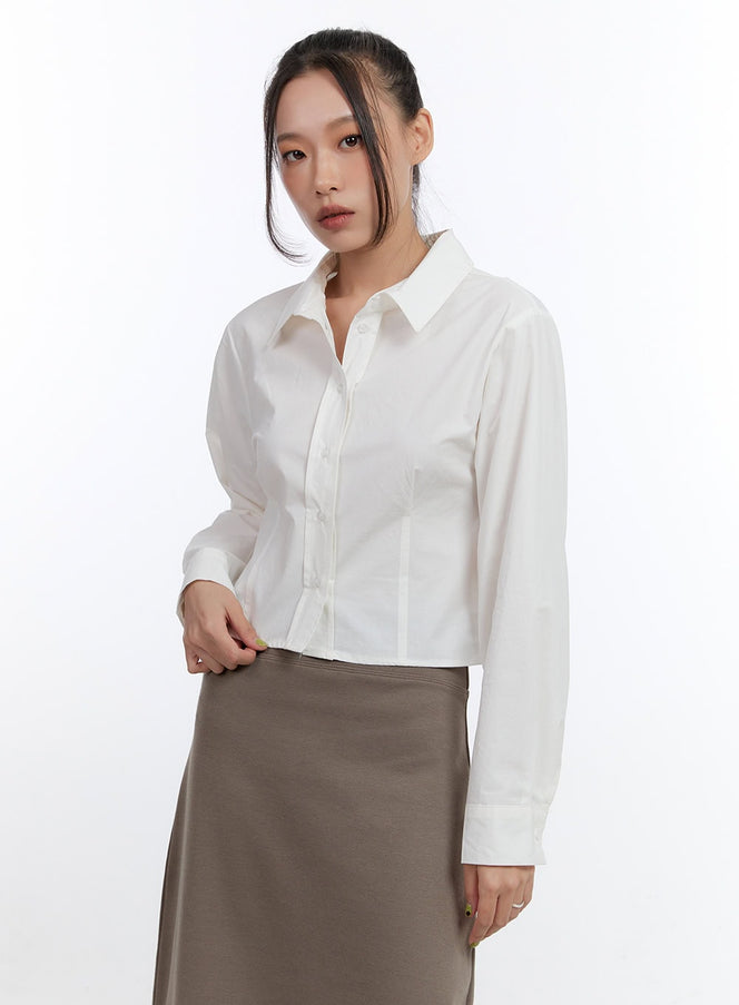 cotton-pintuck-crop-shirt-cn401 / White