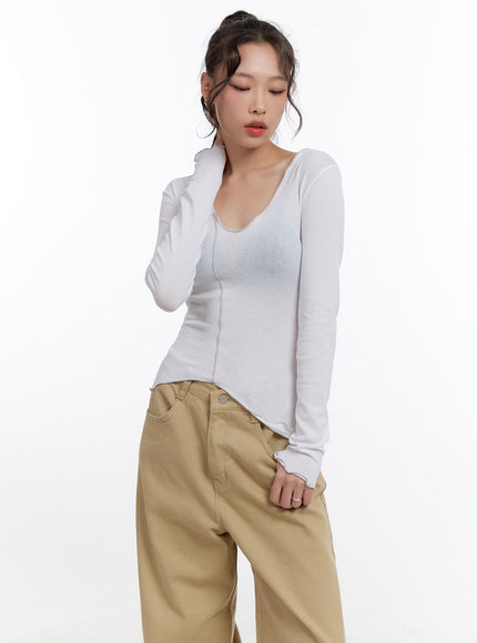 asymmetric-slim-fit-blouse-cn421 / White