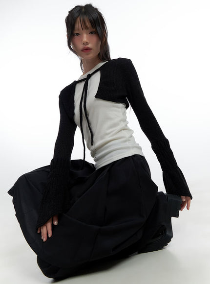 strap-slim-fit-bolero-cardigan-cs420 / Black