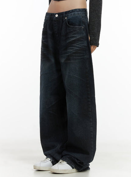 talia-black-denim-wide-pants-co410 / Black