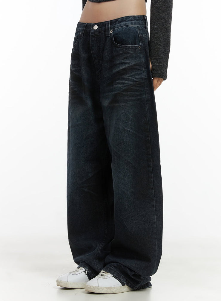 talia-black-denim-wide-pants-co410 / Black