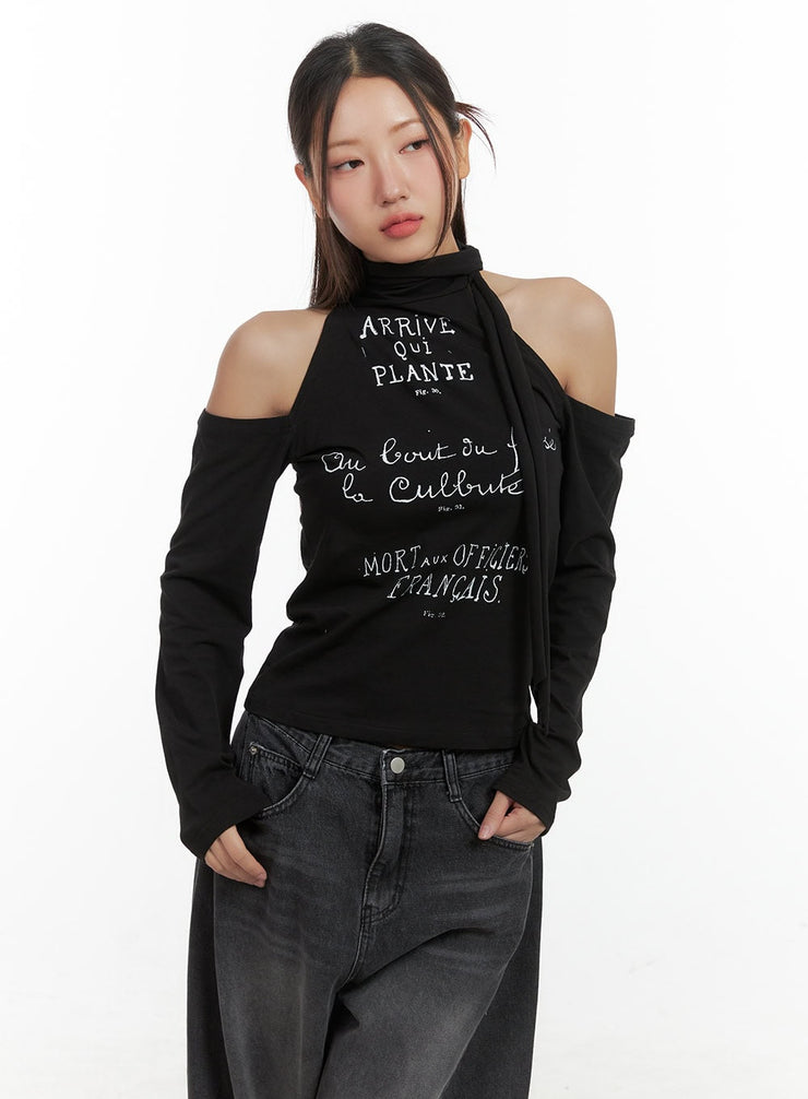 cut-out-turtle-neck-shirt-co417 / Black