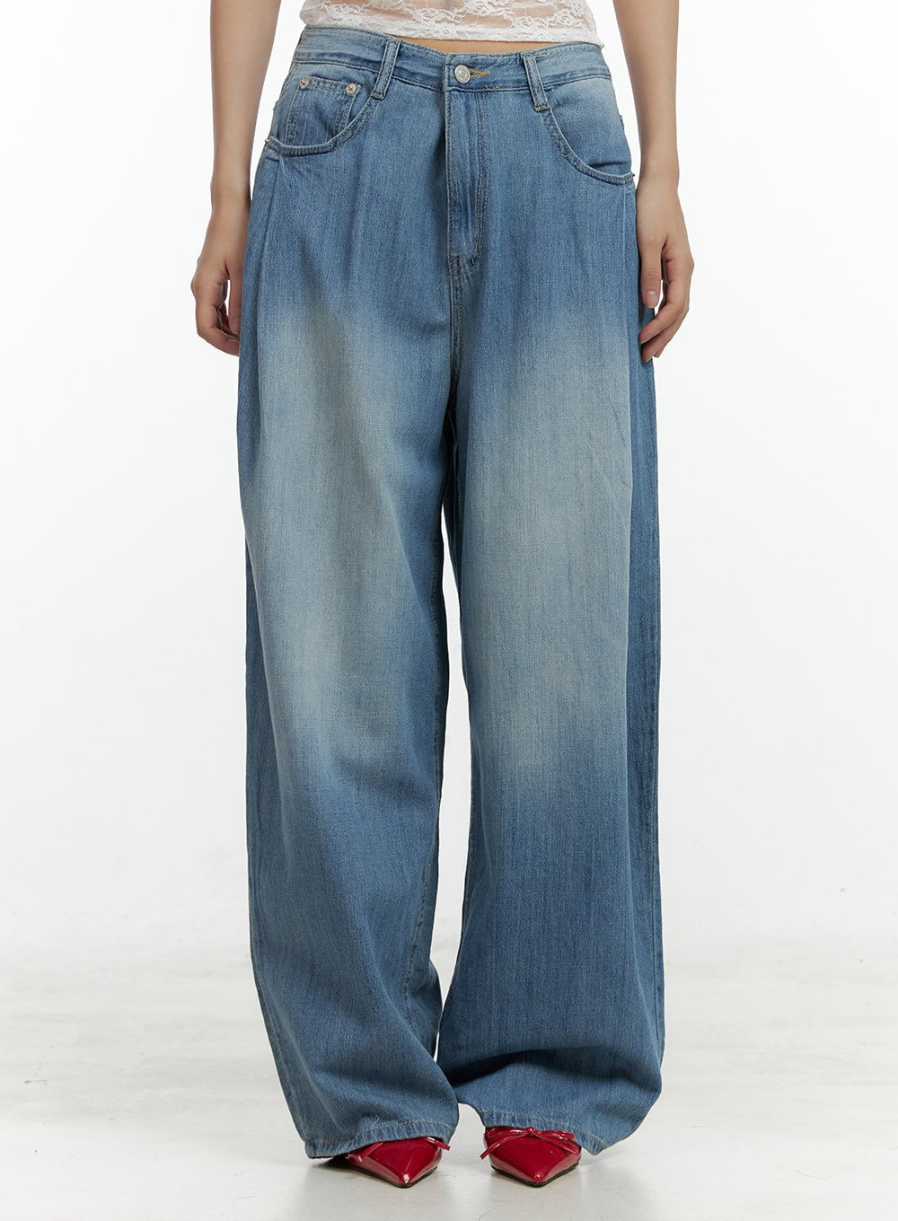 Washed Baggy Jeans CL410 - Acubi style | LEWKIN