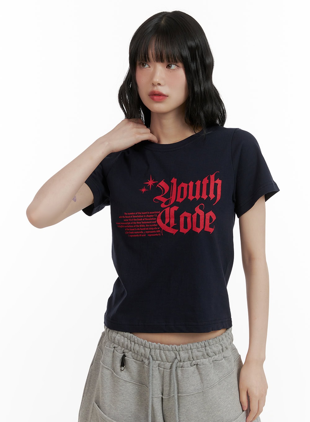 lettering-crop-top-cu413 / Dark blue