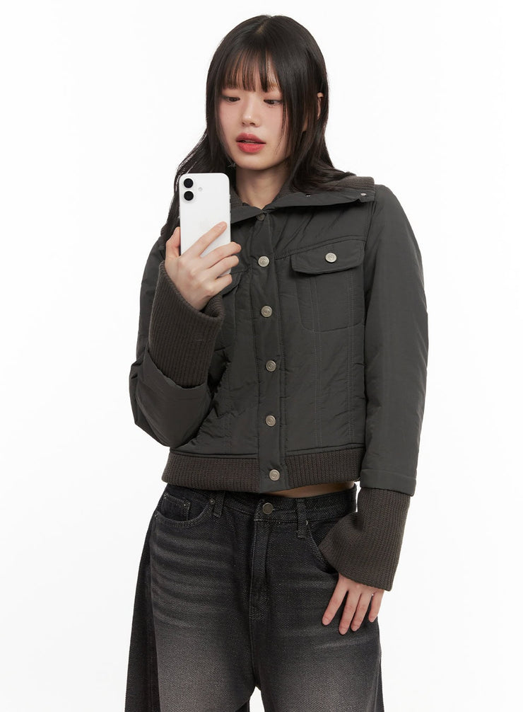 High-Neck Buttoned Jacket CJ501