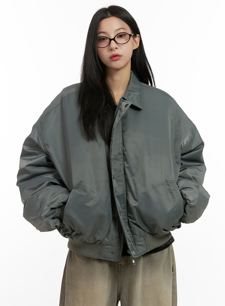 shirred-oversized-jacket-cn416 / Dark green