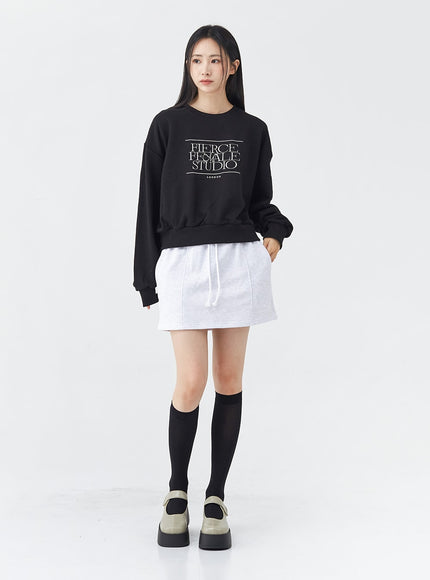 Lettering Cotton Crop Sweatshirt OG17