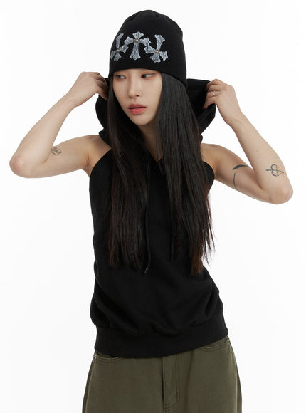 dark-grunge-back-tie-hooded-sleeveless-top-cf428