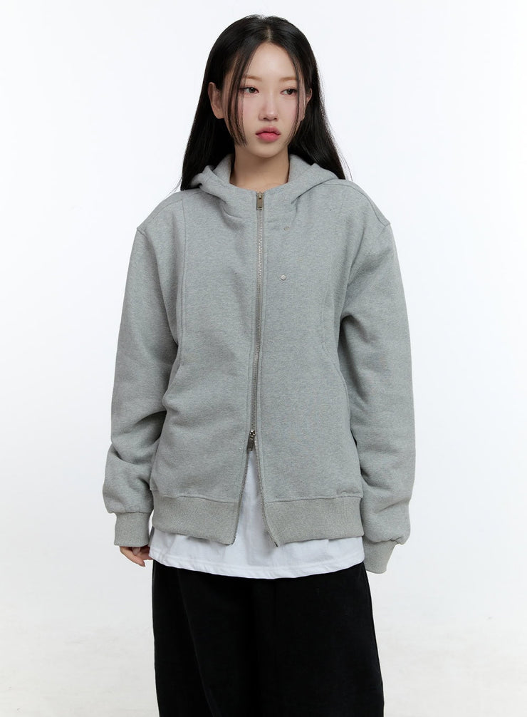 cozy-double-zip-hoodie-cd424 / Gray