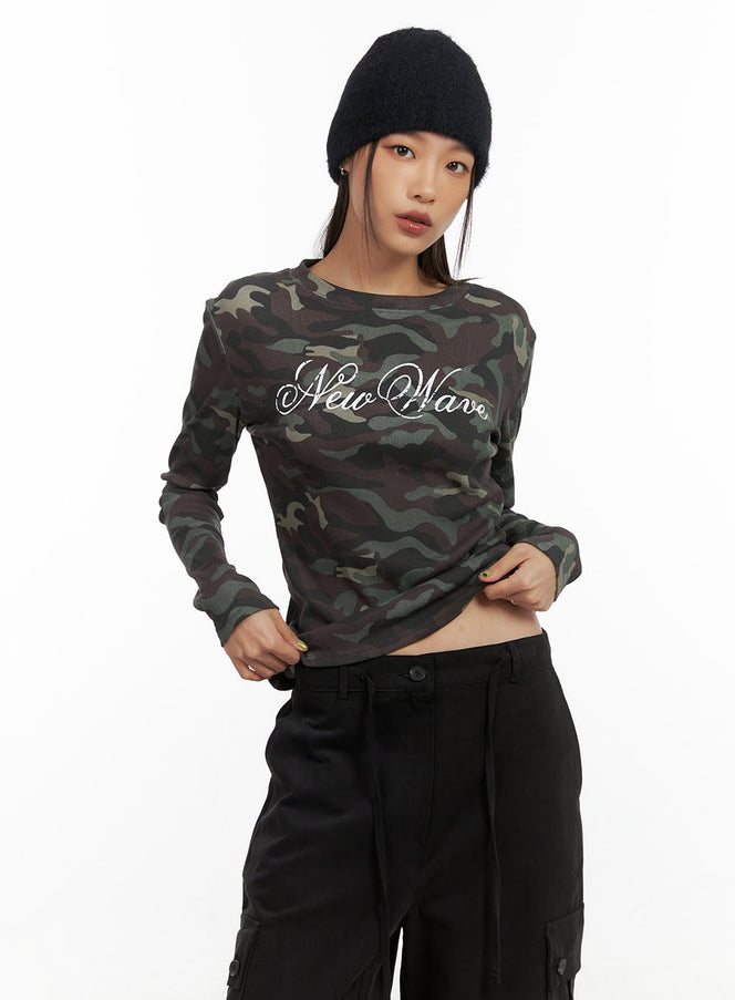 camo-chic-long-sleeve-tee-co424 / Green