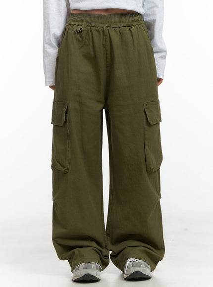 wide-fit-banded-cargo-pants-co417 / Green