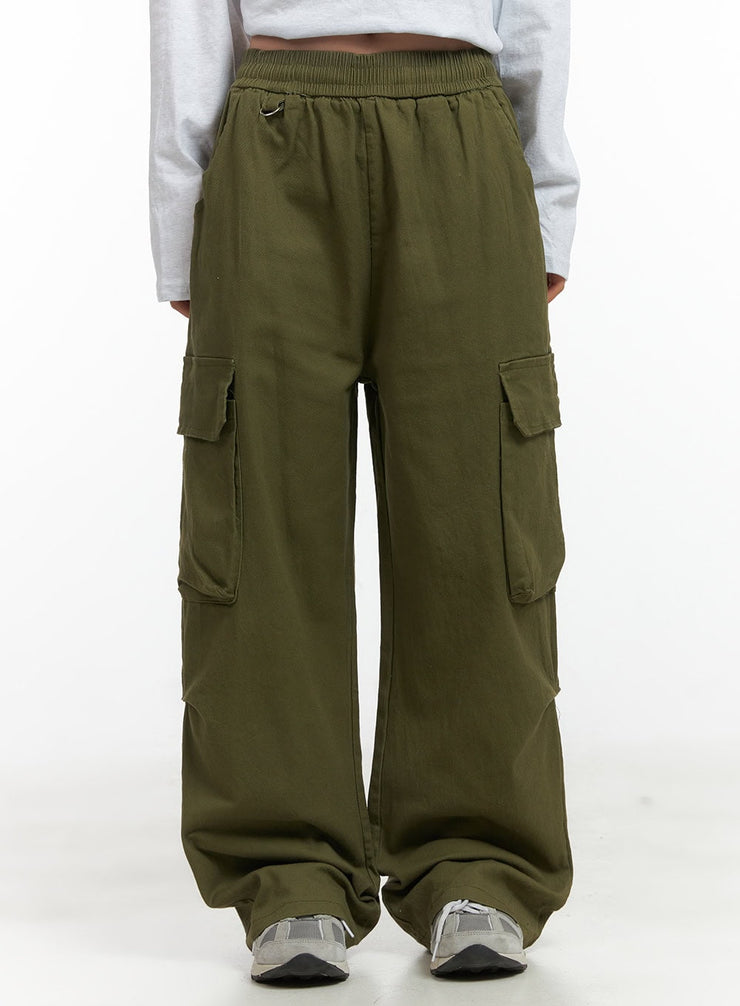 wide-fit-banded-cargo-pants-co417 / Green