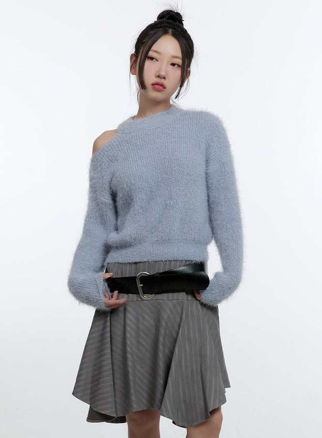 shoulder-cut-out-sweater-cd423 / Light blue