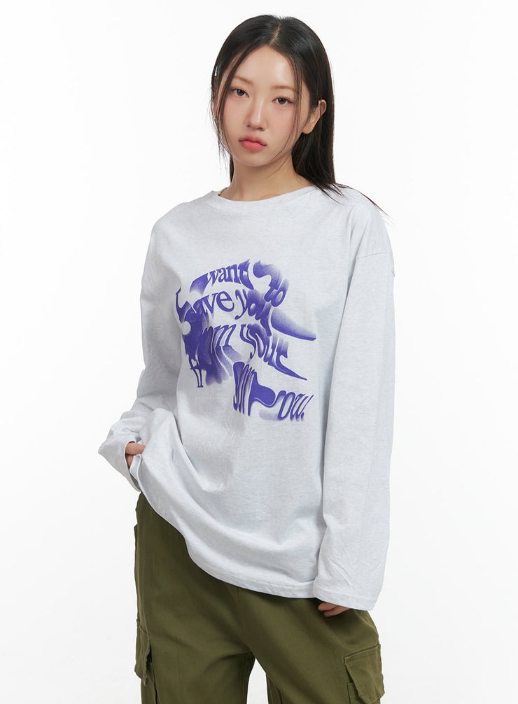 cozy-graphic-long-sleeve-tshirt-co417 / Light gray